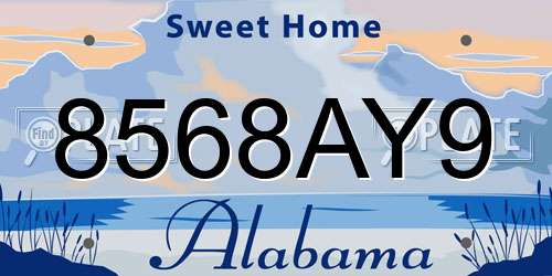 8568AY9 Alabama License Plate