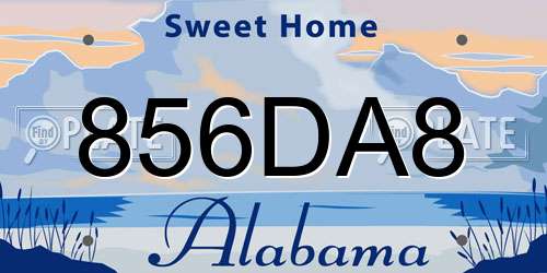 856DA8 Alabama License Plate