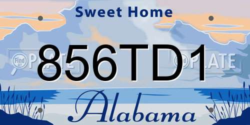 856TD1 Alabama License Plate