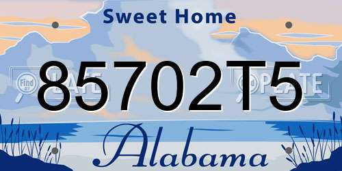 85702T5 Alabama License Plate