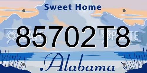 85702T8 Alabama License Plate