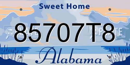85707T8 Alabama License Plate