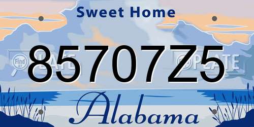 85707Z5 Alabama License Plate