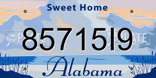 85715I9 Alabama License Plate