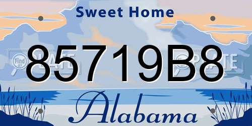 85719B8 Alabama License Plate