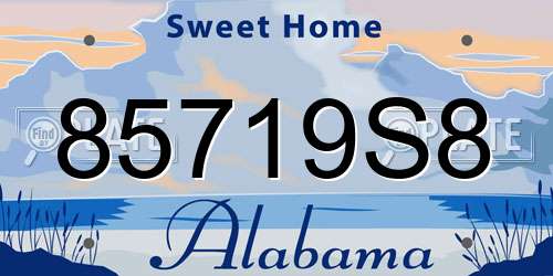 85719S8 Alabama License Plate