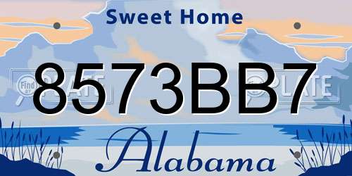 8573BB7 Alabama License Plate