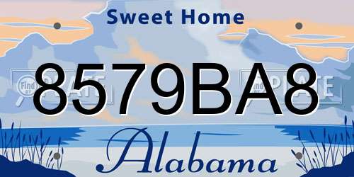 8579BA8 Alabama License Plate