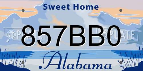 857BB0 Alabama License Plate