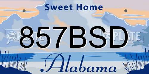 857BSD Alabama License Plate