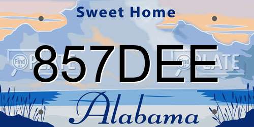 857DEE Alabama License Plate