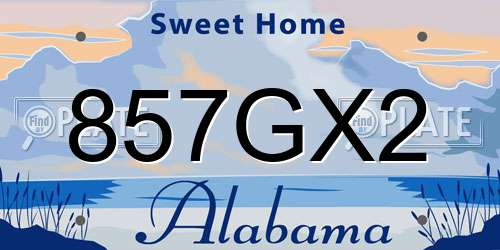 857GX2 Alabama License Plate