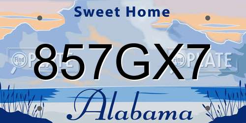 857GX7 Alabama License Plate