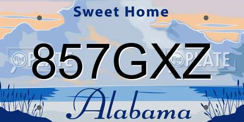 857GXZ Alabama License Plate