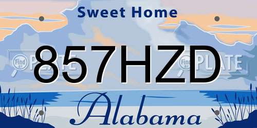 857HZD Alabama License Plate