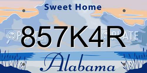 857K4R Alabama License Plate
