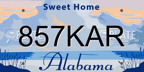 857KAR Alabama License Plate