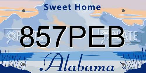 857PEB Alabama License Plate