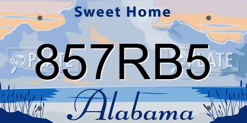 857RB5 Alabama License Plate