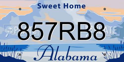 857RB8 Alabama License Plate