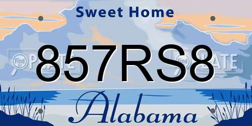 857RS8 Alabama License Plate