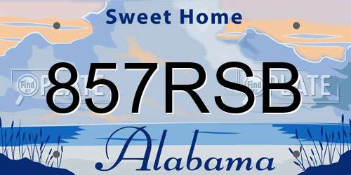 857RSB Alabama License Plate