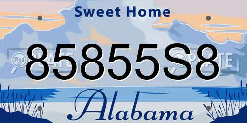 85855S8 Alabama License Plate