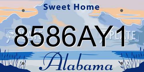 8586AY1 Alabama License Plate