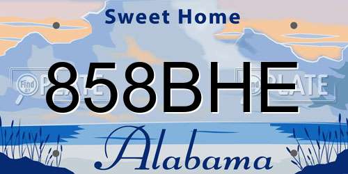 858BHE Alabama License Plate