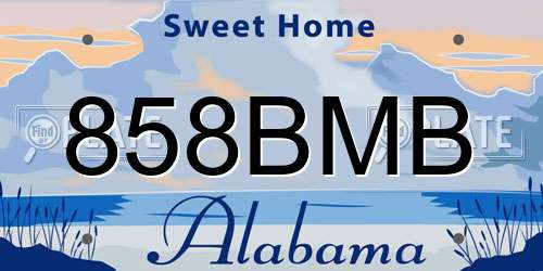 858BMB Alabama License Plate