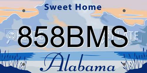 858BMS Alabama License Plate
