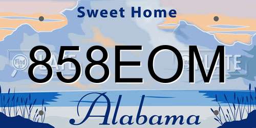 858EOM Alabama License Plate