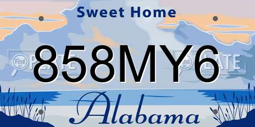 858MY6 Alabama License Plate