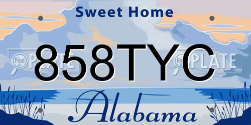 858TYC Alabama License Plate