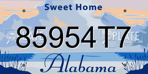 85954T7 Alabama License Plate
