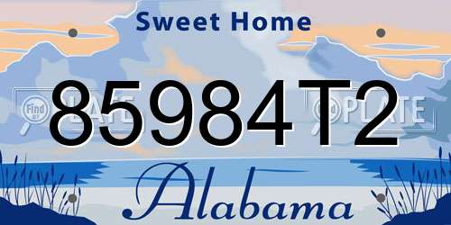 85984T2 Alabama License Plate