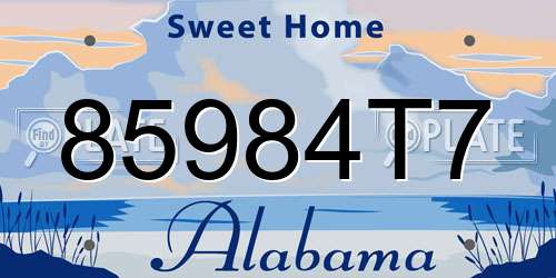 85984T7 Alabama License Plate