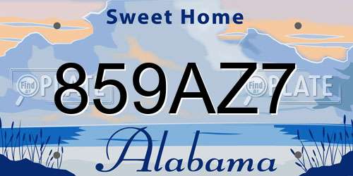 859AZ7 Alabama License Plate