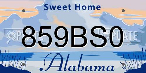 859BS0 Alabama License Plate