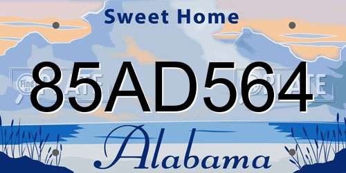 85AD564 Alabama License Plate