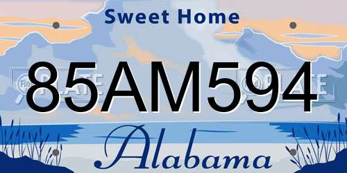 85AM594 Alabama License Plate