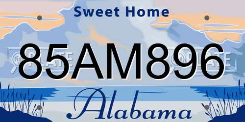 85AM896 Alabama License Plate