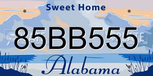 85BB555 Alabama License Plate