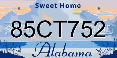 85CT752 Alabama License Plate