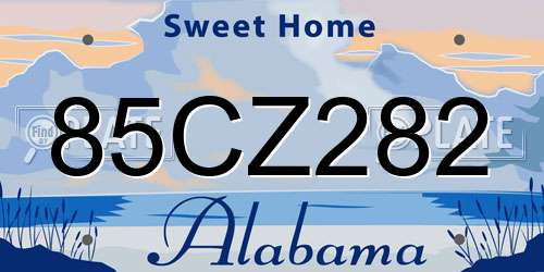 85CZ282 Alabama License Plate