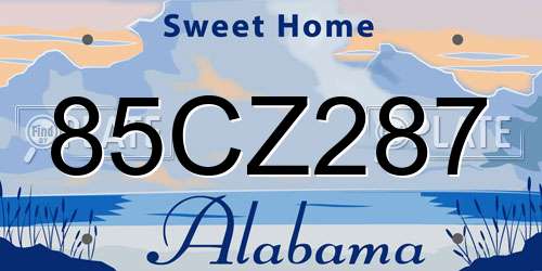 85CZ287 Alabama License Plate