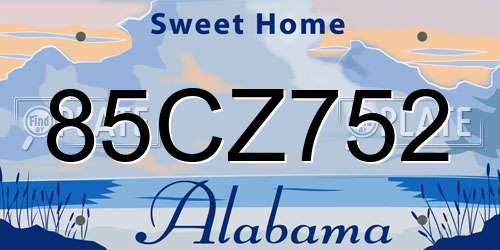85CZ752 Alabama License Plate