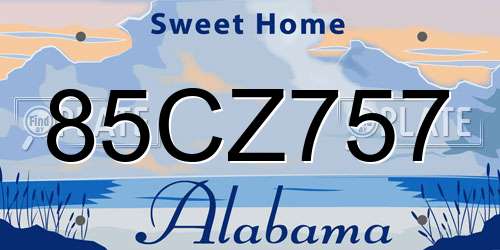 85CZ757 Alabama License Plate