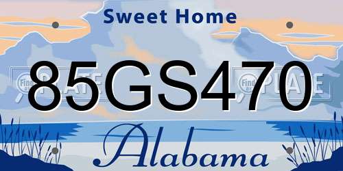 85GS470 Alabama License Plate