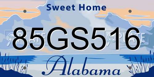 85GS516 Alabama License Plate
